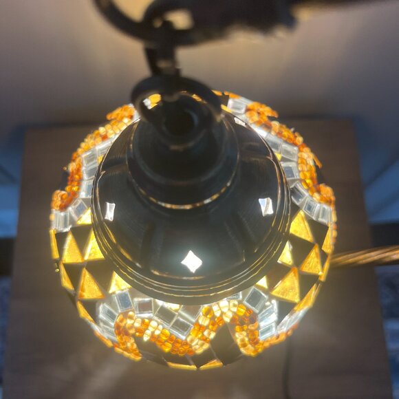 Mosaic Table Lamp White  Bedside Lampshade Light - Picture 11 of 14